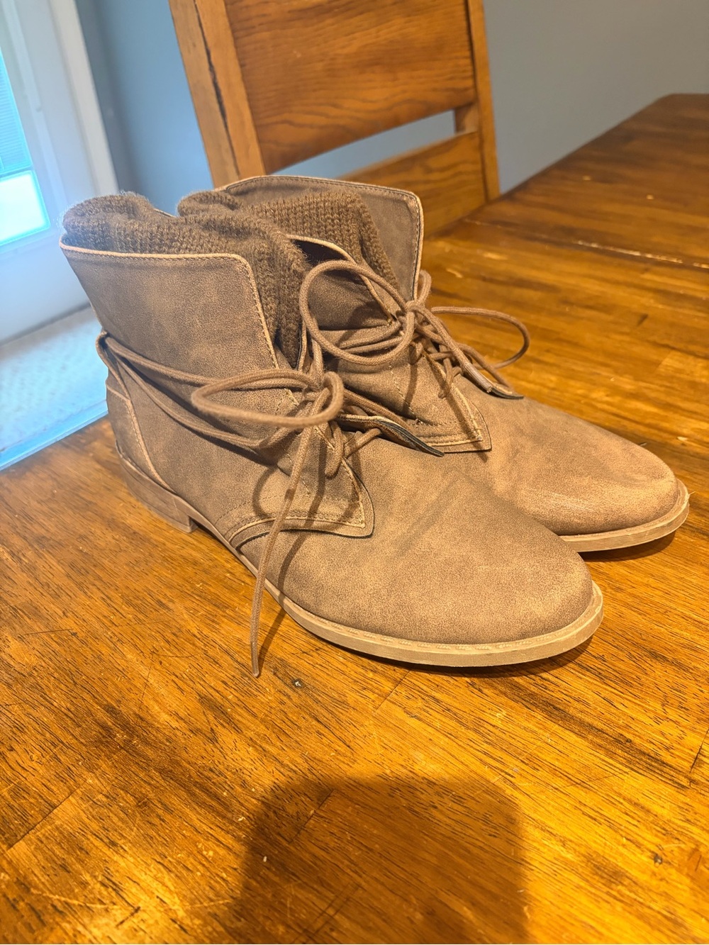 JustFab Brown Lace-Up Faux Suede Ankle Boots